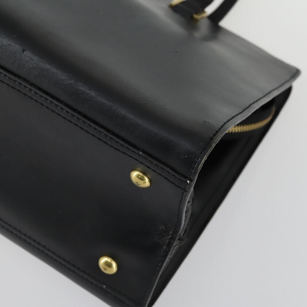 SAINT LAURENT Kabas Hand Bag Leather Black Gold Auth ki6216 - Picture 8 of 16